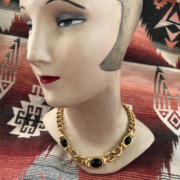 VTG 1980s Chunky Curb Chain Necklace Signed Monet Adjust to 17 inch - Picture 1 of 9